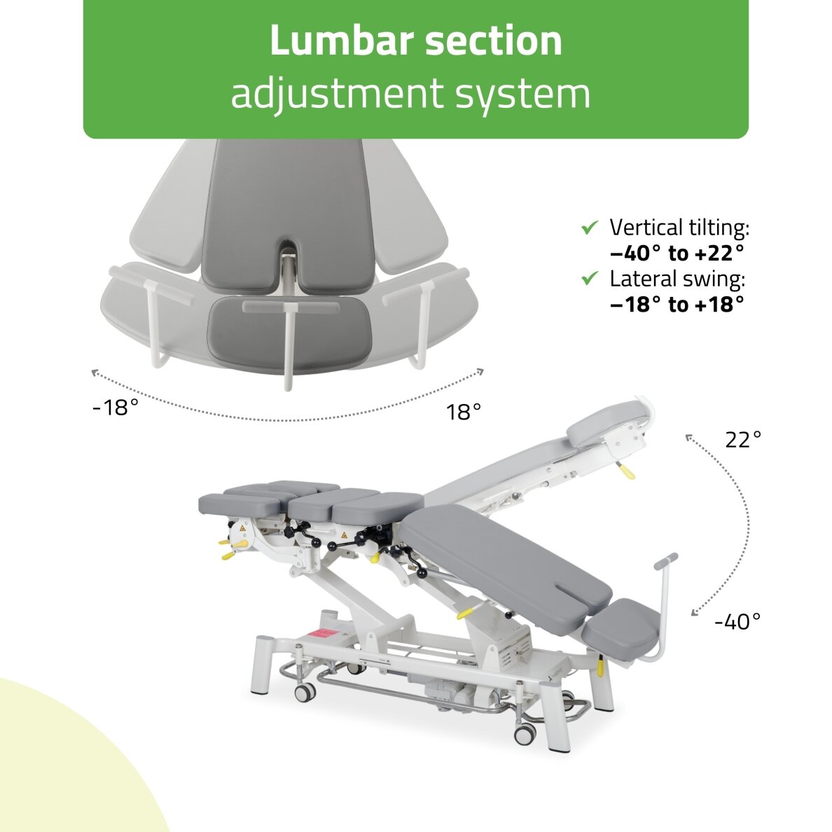 UPRIGHT CHIRO Z7 electric chiropractic and manual therapy table with DROP system, 7 segments, gray 7