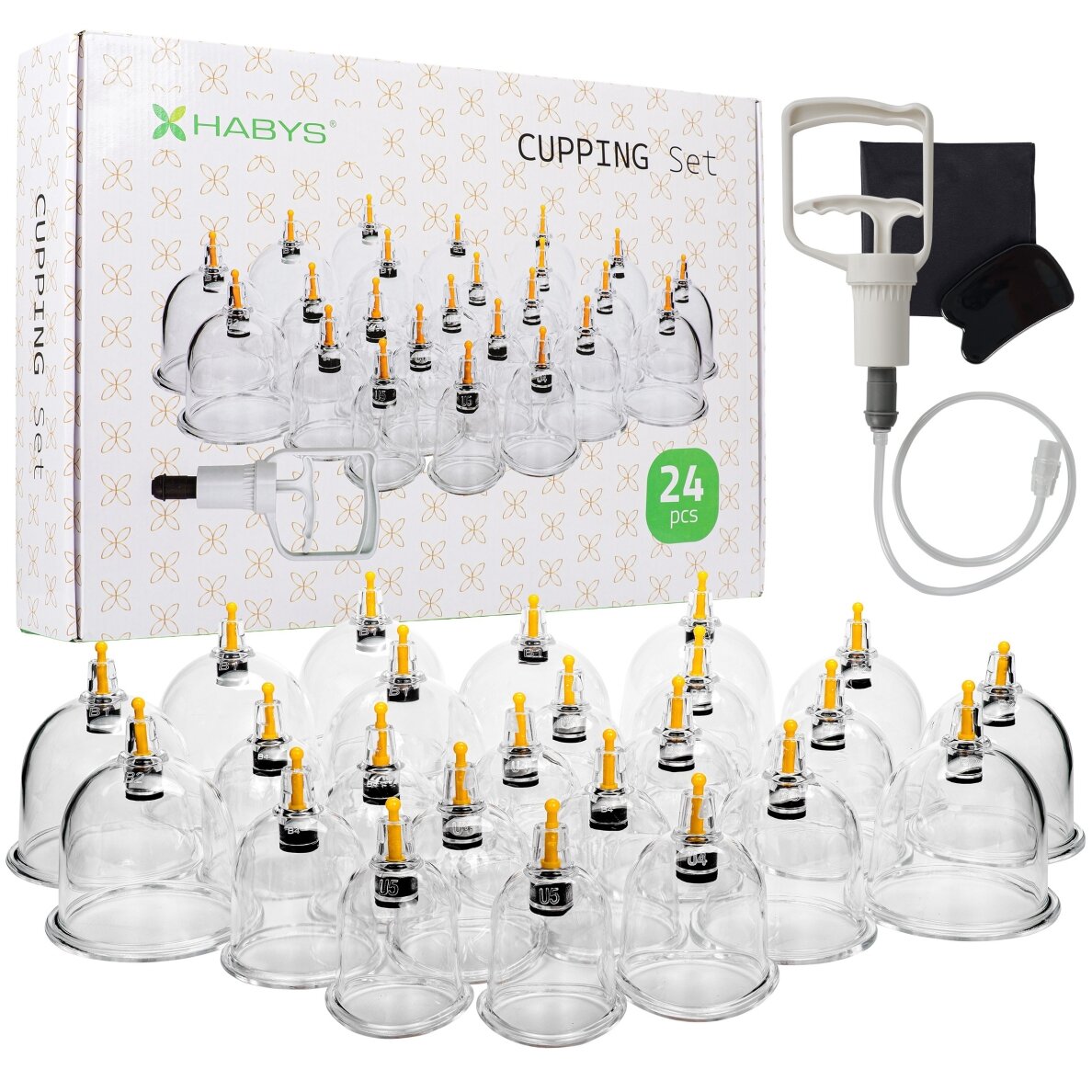 Professional vacuum cup set with pump, 24 pcs. Professional vacuum cup set with pump, 24 pcs.