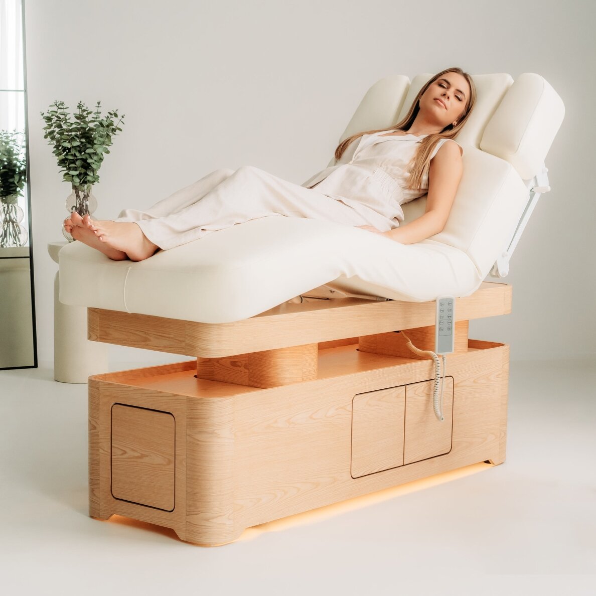 VELLIA electric SPA massage bed with heating function and integrated cabinet, white 2