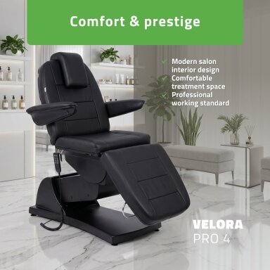 Профессиональная электрическая косметологическая кровать VELORA PRO 4, черная.