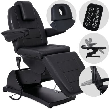 Профессиональная электрическая косметологическая кровать VELORA PRO 4, черная.