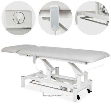 FORTIS 2 ERGO professional electric 2-part massage and physiotherapy bed with hand and foot control, light gray FORTIS 2 ERGO professional electric 2-part massage and physiotherapy bed with hand and foot control, light gray