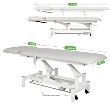 FORTIS 2 ERGO professional electric 2-part massage and physiotherapy bed with hand and foot control, light gray FORTIS 2 ERGO professional electric 2-part massage and physiotherapy bed with hand and foot control, light gray