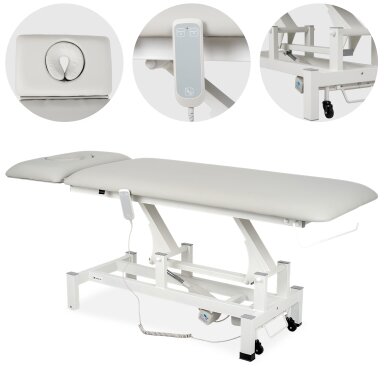 FORTIS 2 ERGO professional electric 2-part massage and physiotherapy bed with manual control, light gray FORTIS 2 ERGO professional electric 2-part massage and physiotherapy bed with manual control, light gray