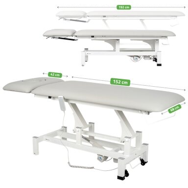 FORTIS 2 ERGO professional electric 2-part massage and physiotherapy bed with manual control, light gray FORTIS 2 ERGO professional electric 2-part massage and physiotherapy bed with manual control, light gray