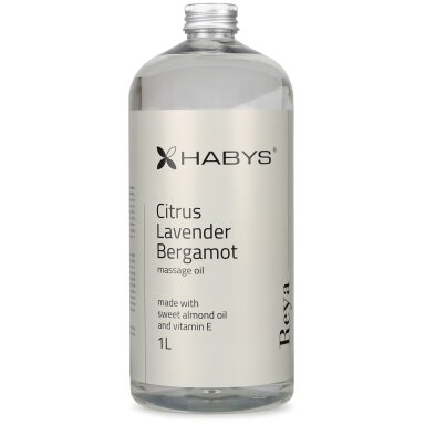 HABYS REYA revitalizing body massage oil with an energizing citrus and lavender scent, 1000 ml