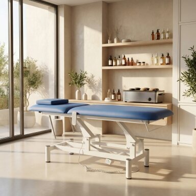 Professional electric massage and physiotherapy table-bed OPTIMA, blue