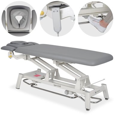 PROXIMA V4 ERGO professional electric 4-section massage and physiotherapy bed with hand and foot control, gray PROXIMA V4 ERGO professional electric 4-section massage and physiotherapy bed with hand and foot control, gray