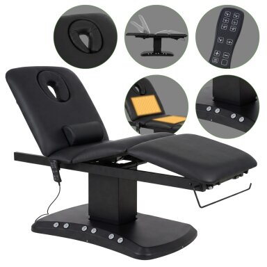 SERENITY ERGO 4 Профессиональная электрическая массажная кровать-кушетка для СПА-процедур с функцией подогрева, черная.