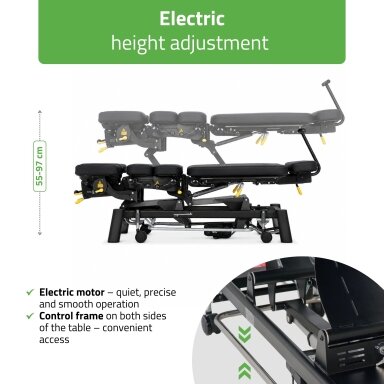 UPRIGHT CHIRO Z7 elektrinis chiropraktikos ir manualinės terapijos stalas su DROP sistema, 7 segmentų