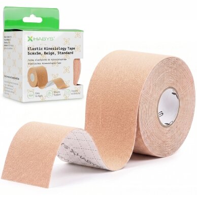 STANDART elastinė kineziologinė juosta, 5 cm × 5 m, kreminės spalvos