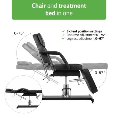 Professional hydraulic chair-bed ALORA for cosmetology, massage and tattoo procedures, black 3 Professional hydraulic chair-bed ALORA for cosmetology, massage and tattoo procedures, black 3