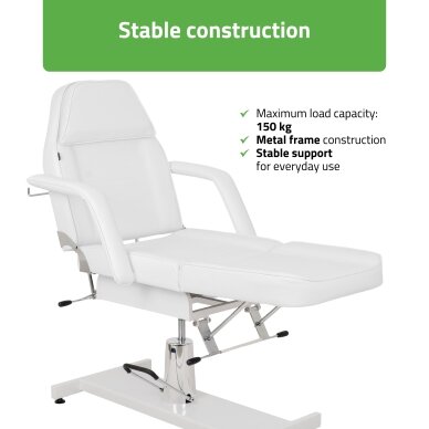 Professional hydraulic chair-bed ALORA for cosmetology, massage and tattoo procedures, white 8 Professional hydraulic chair-bed ALORA for cosmetology, massage and tattoo procedures, white 8