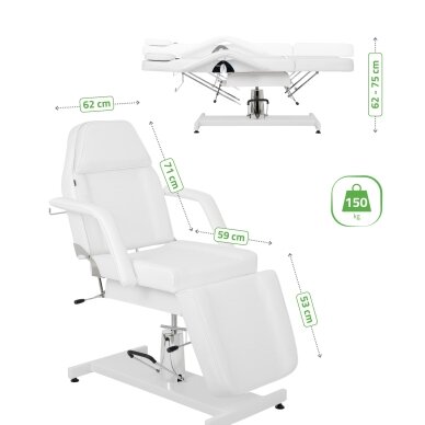 Professional hydraulic chair-bed ALORA for cosmetology, massage and tattoo procedures, white 9 Professional hydraulic chair-bed ALORA for cosmetology, massage and tattoo procedures, white 9