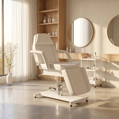 Professional hydraulic chair-bed ALORA for cosmetology, massage and tattoo procedures, white 1