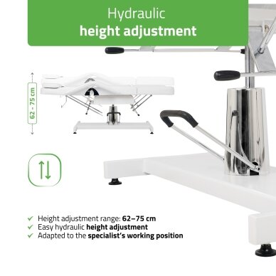 Professional hydraulic chair-bed ALORA for cosmetology, massage and tattoo procedures, white 2