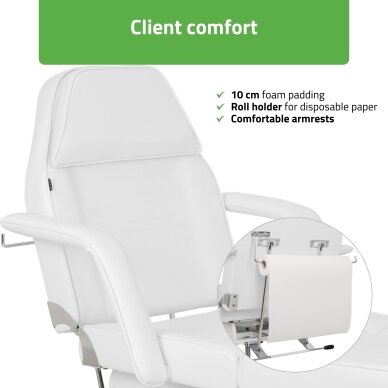 Professional hydraulic chair-bed ALORA for cosmetology, massage and tattoo procedures, white 5 Professional hydraulic chair-bed ALORA for cosmetology, massage and tattoo procedures, white 5