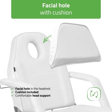 Professional hydraulic chair-bed ALORA for cosmetology, massage and tattoo procedures, white 6