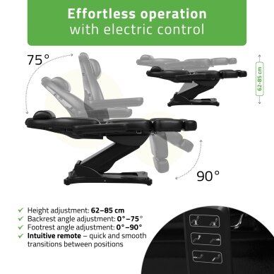 Профессиональная электрическая косметологическая кровать ELARA PRO 4, черная. 2 Профессиональная электрическая косметологическая кровать ELARA PRO 4, черная. 2