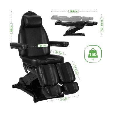 Профессиональное электрическое кресло-кровать для подологии ELARA PRO 6P, черное. 10 Профессиональное электрическое кресло-кровать для подологии ELARA PRO 6P, черное. 10