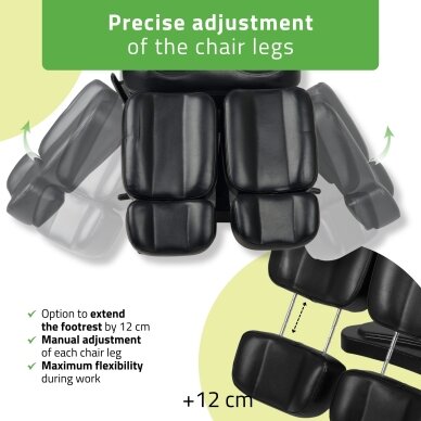 Профессиональное электрическое кресло-кровать для подологии ELARA PRO 6P, черное. 6
