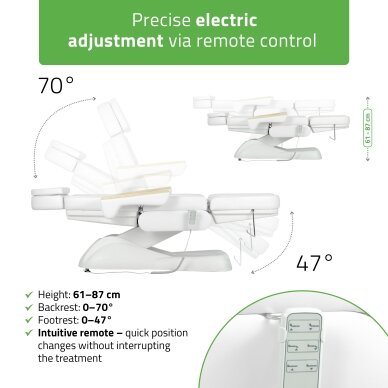 Профессиональное электрическое кресло-кровать для косметологов LEO PRO 4, белое. 2