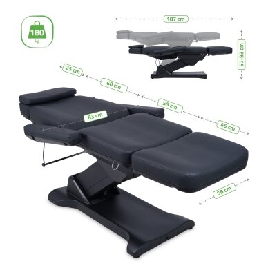 Профессиональное электрическое кресло-кровать для косметологов SELIA PRO 4, черное. 7