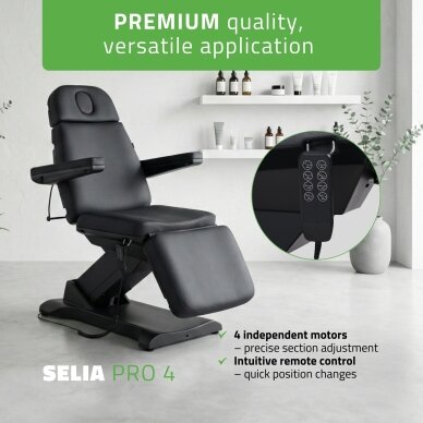 Профессиональное электрическое кресло-кровать для косметологов SELIA PRO 4, черное. 1 Профессиональное электрическое кресло-кровать для косметологов SELIA PRO 4, черное. 1