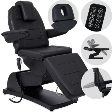 Профессиональная электрическая косметологическая кровать VELORA PRO 4, черная.
