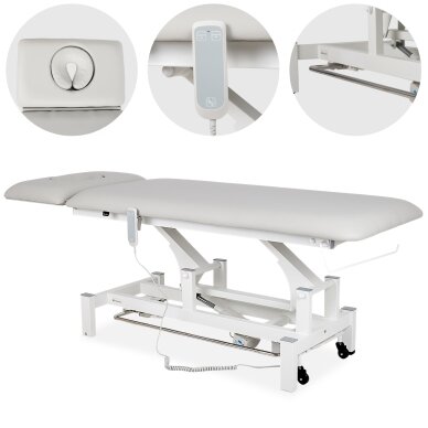 FORTIS 2 ERGO professional electric 2-part massage and physiotherapy bed with hand and foot control, light gray FORTIS 2 ERGO professional electric 2-part massage and physiotherapy bed with hand and foot control, light gray