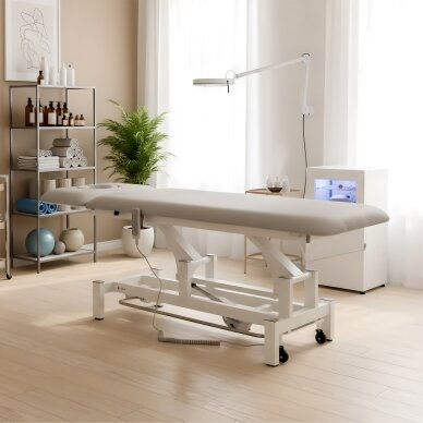 FORTIS 2 ERGO professional electric 2-part massage and physiotherapy bed with hand and foot control, light gray 2