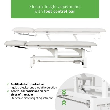 FORTIS 2 ERGO professional electric 2-part massage and physiotherapy bed with hand and foot control, light gray 5