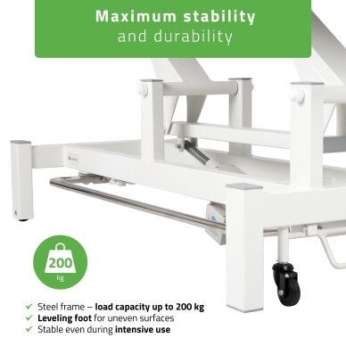 FORTIS 2 ERGO professional electric 2-part massage and physiotherapy bed with hand and foot control, light gray 3