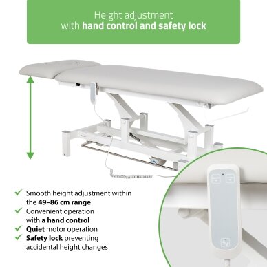 FORTIS 2 ERGO professional electric 2-part massage and physiotherapy bed with hand and foot control, light gray 9