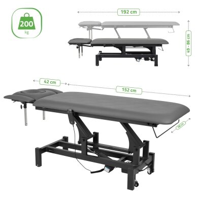 FORTIS 4 ERGO professional electric 4-section massage and physiotherapy bed with manual control 8