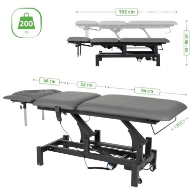 FORTIS 5 ERGO professional electric 5-part massage and physiotherapy table, 2 motors 10