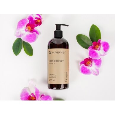 HABYS GAYA ORCHID BLOOM saulėgražų masažo aliejus su vitaminu E orchidėjų aromatu, 400 ml 2 HABYS GAYA ORCHID BLOOM saulėgražų masažo aliejus su vitaminu E orchidėjų aromatu, 400 ml 2