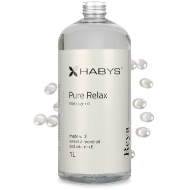 HABYS REYA PURE RELAX maitinantis kūno masažo aliejus su migdolų aliejumi ir vitaminu E, 1000 ml