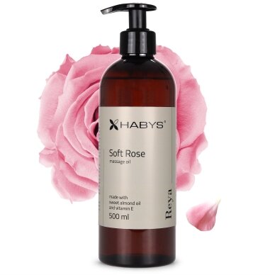 Массажное масло HABYS SOFT ROSE с натуральным маслом сладкого миндаля и витамином Е, 500 мл. Массажное масло HABYS SOFT ROSE с натуральным маслом сладкого миндаля и витамином Е, 500 мл.