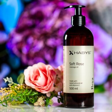 Массажное масло HABYS SOFT ROSE с натуральным маслом сладкого миндаля и витамином Е, 500 мл. 1 Массажное масло HABYS SOFT ROSE с натуральным маслом сладкого миндаля и витамином Е, 500 мл. 1