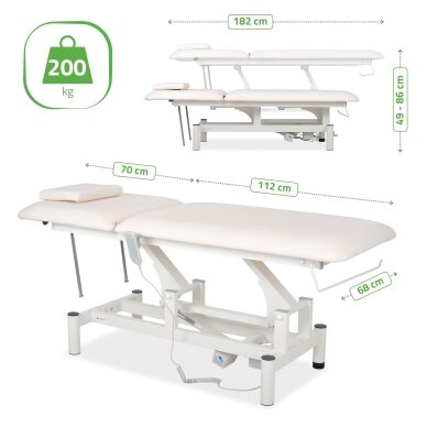 Professional electric massage and physiotherapy table-bed OPTIMA, white 7