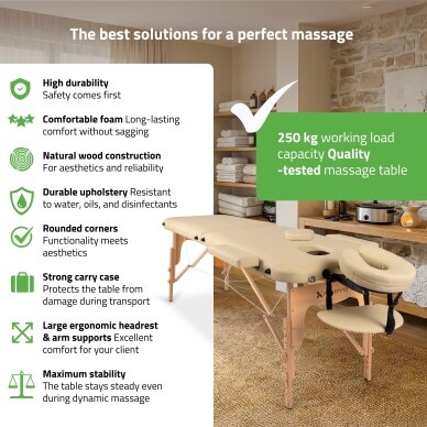 Professional folding massage and rehabilitation table LIRA, beige 1