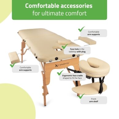 Professional folding massage and rehabilitation table LIRA, beige 2