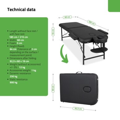 Professional folding massage table RICO 60, black 6 Professional folding massage table RICO 60, black 6