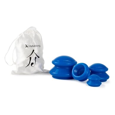 Vacuum silicone anti-cellulite massage cups, 4 different sizes, navy blue