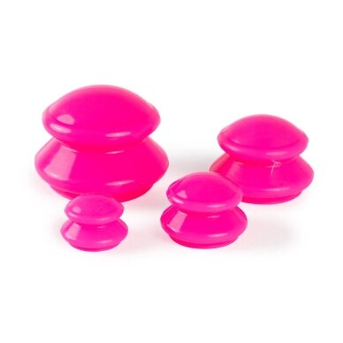 Vacuum silicone anti-cellulite massage cups, 4 different sizes, pink 1 Vacuum silicone anti-cellulite massage cups, 4 different sizes, pink 1