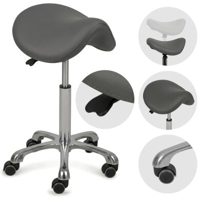 Professional master chair-saddle for beauticians ALMA, gray Professional master chair-saddle for beauticians ALMA, gray