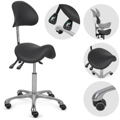 Professional Saddle-Style stool DIANA, Black Professional Saddle-Style stool DIANA, Black