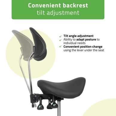 Professional Saddle-Style stool DIANA, Black 2