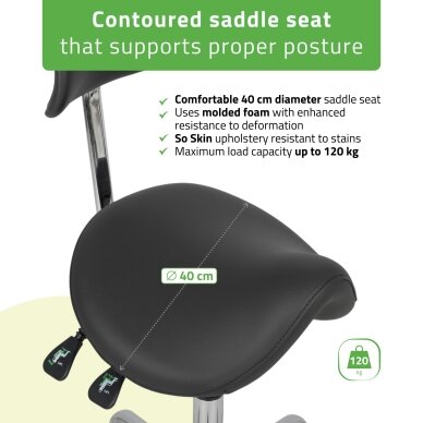 Professional Saddle-Style stool DIANA, Black 3